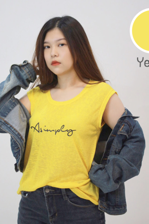 เสื้อกล้ามสีเหลือง สกรีนลาย ASIMPLY (Free Size)
