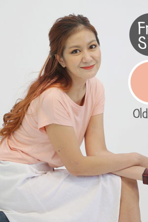 เสื้อยืดแขนล้ำ สีโอลด์โรส