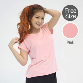 เสื้อยืดแขนล้ำ สีชมพู