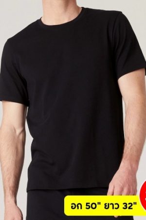 เสื้อยืดคอกลม สีดำ ไซส์ 3XL ผ้าเกรดพรีเมี่ยม ไม่ย้วย ไม่หด ใส่สบาย (มีไซส์ M-5XL) ใส่ได้ทั้งผู้ชายและผู้หญิง