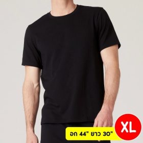 เสื้อยืดคอกลม สีดำ ไซส์ XL ผ้าเกรดพรีเมี่ยม ไม่ย้วย ไม่หด ใส่สบาย (มีไซส์ M-5XL) ใส่ได้ทั้งผู้ชายและผู้หญิง